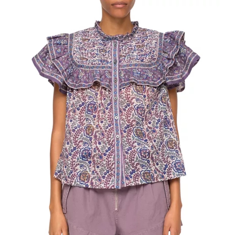 Sea New York Rosita Ruffled Printed Blouse